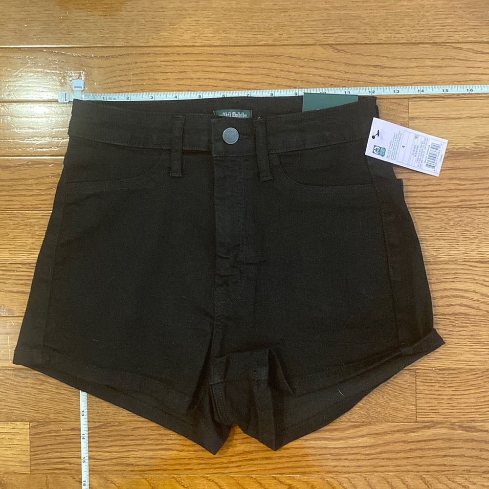 Black high waisted denim shorts